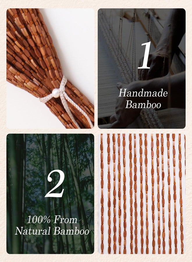 Ezcasch 52 Strands 35.4" x 79" Bamboo and Wood Beaded Curtain for Doorway Handmade Natural Doorway Beads Bohemian Bamboo and Wooden Room Devider Hanging Boho Beaded Curtain,Brown - Image 3